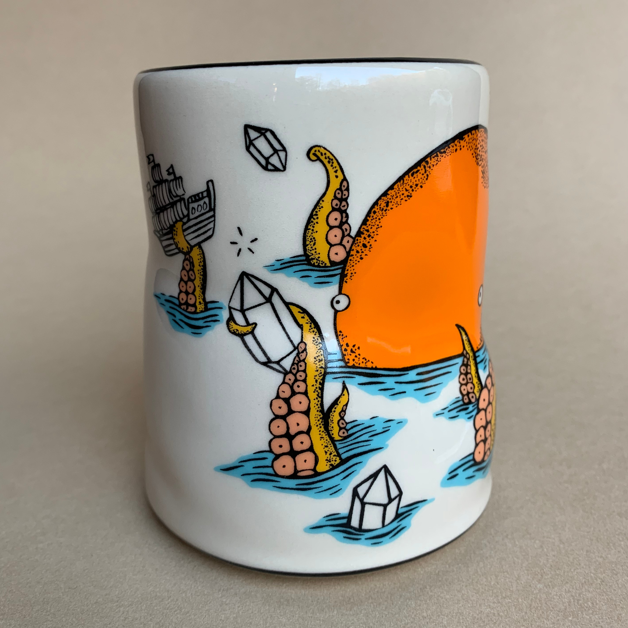 The Bowl Maker - Wholesale Coffee Mug - Lucky Kraken Cup - XLarge Ceramic Mug3