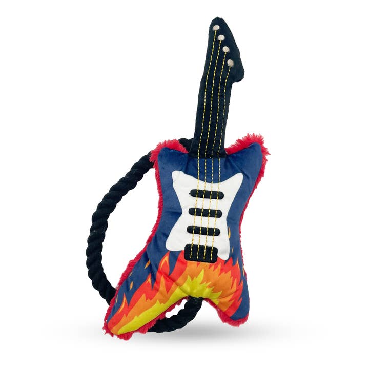 Rockstar Plush Guitar Dog Toy – Squeaky & Durable Plush Toy for wholesale by WoofCrate