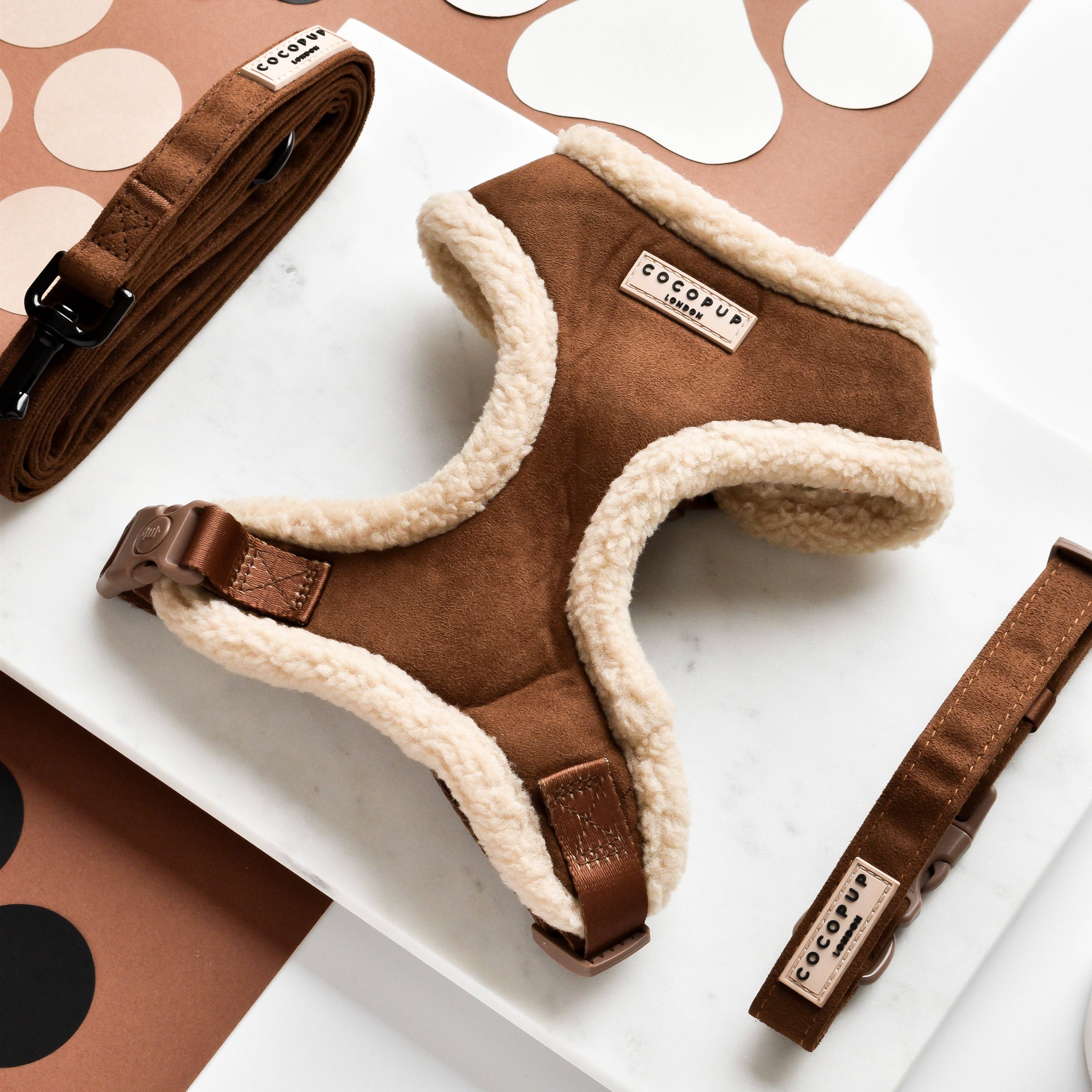 Cocopup London – wholesale Pet harness – Dog – Brown Aviator Adjustable Neck Harness3