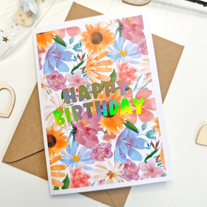 Tarjeta de Felicitación de Cumpleaños con Lámina de Oro Holográfica para venta al por mayor de Printarelle