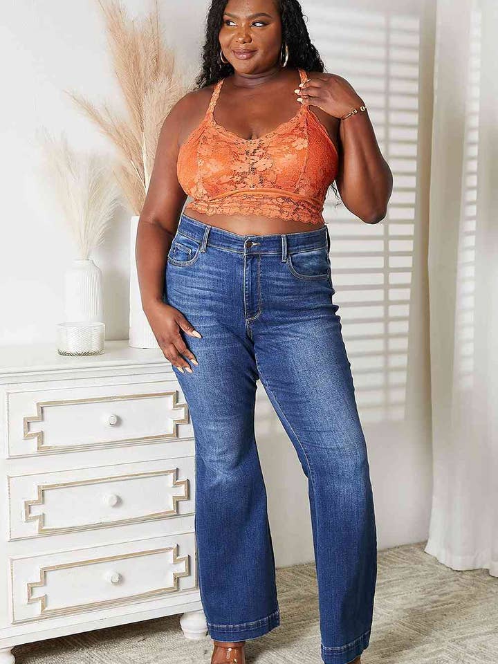 Rust JadyK Juliette Full Size Crisscross Lace Bralette for wholesale on Faire3