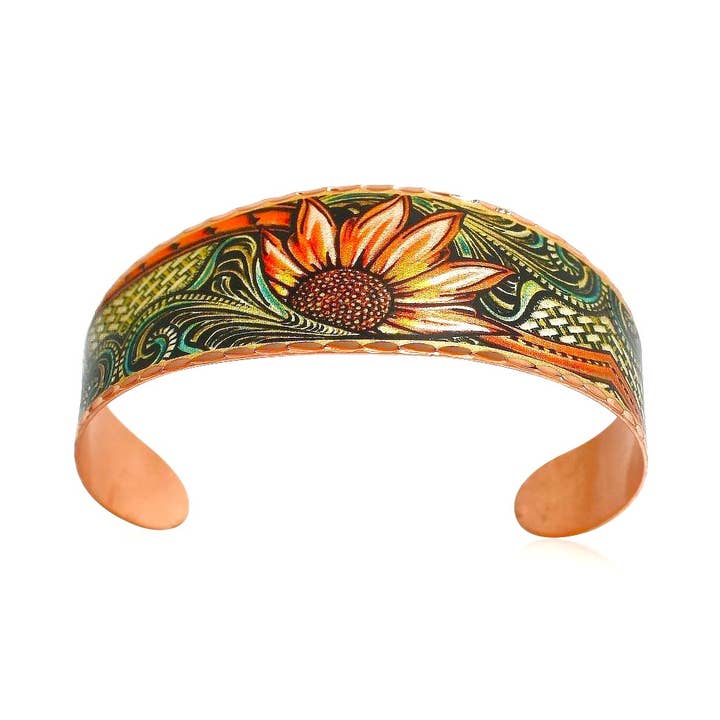 BA 45 Native Sunflowers Narrow Bracelet for wholesale by COPPER ARTS INC.
