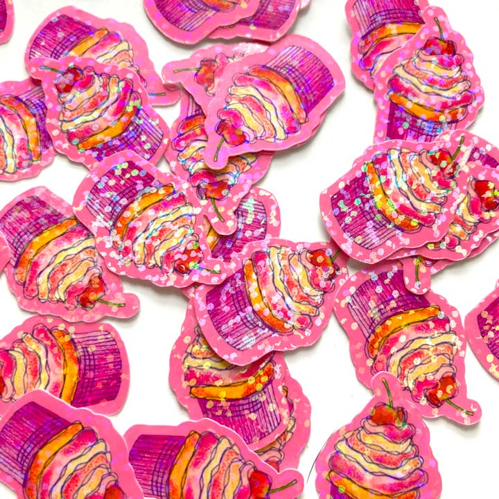 Mini autocollants roses pour cupcakes d'anniversaire pour la vente par stickersbyjodi