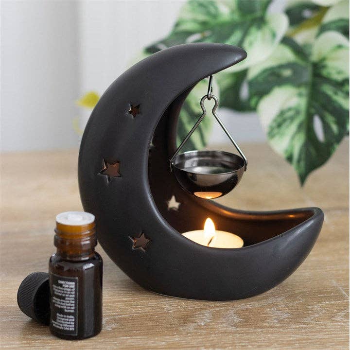 Something Different Wholesale – wholesale Oil warmer – Black Crescent Moon Hanging Oil Burner0