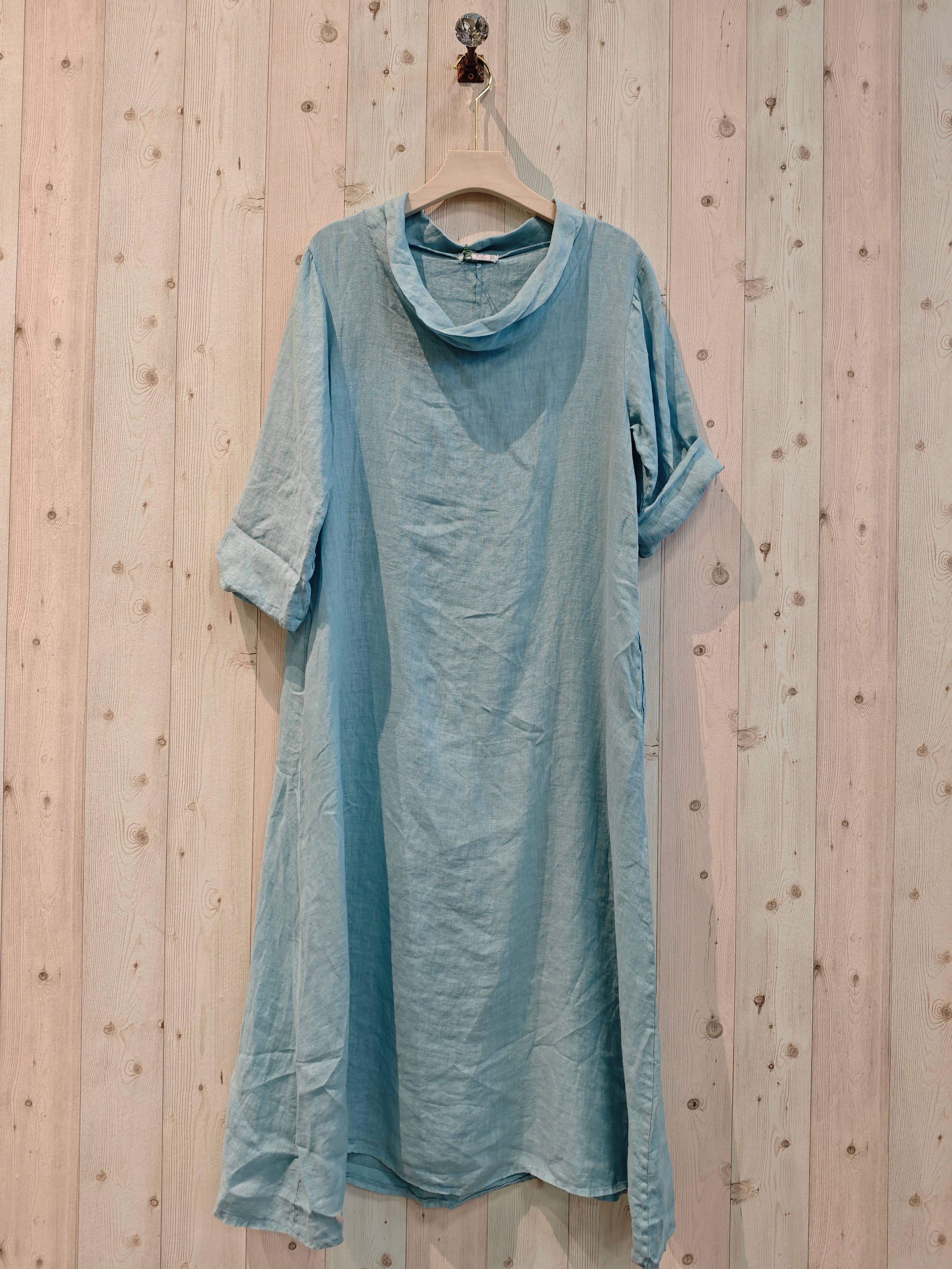 Linen & More – Vestido - Mulher por atacado – REF 25812 VESTIDO COMPRIDO DECOTE BARCO LINHO 100%7