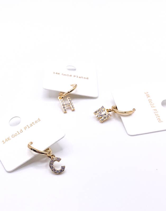 Gold Pave Drop 14k Initial Earrings for wholesale on Faire6