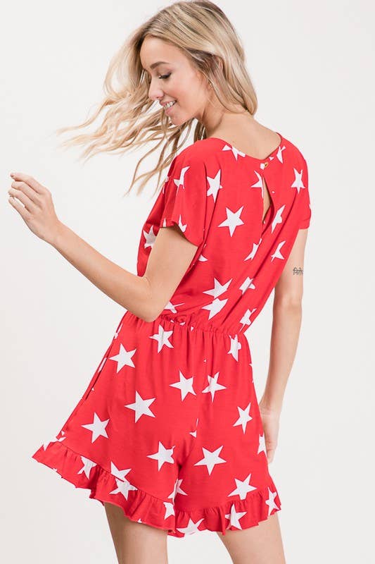 HEIMISH - Wholesale Romper - Women's - SP1030-15 PLUS SHORT SLEEVE ROUND NECK STAR PRINT ROMPER8