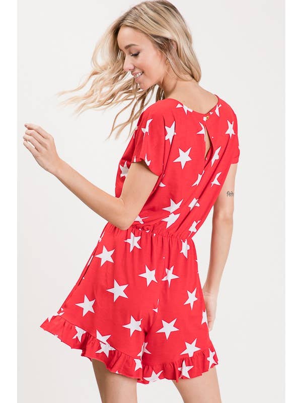 HEIMISH - Wholesale Romper - Women's - SP1030-15 PLUS SHORT SLEEVE ROUND NECK STAR PRINT ROMPER8