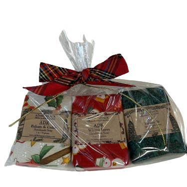 Holiday Cloth Wrapped 2oz Soap x 3 | Christmas Gift Set for wholesale by Adirondack Fragrance Flavor Farm