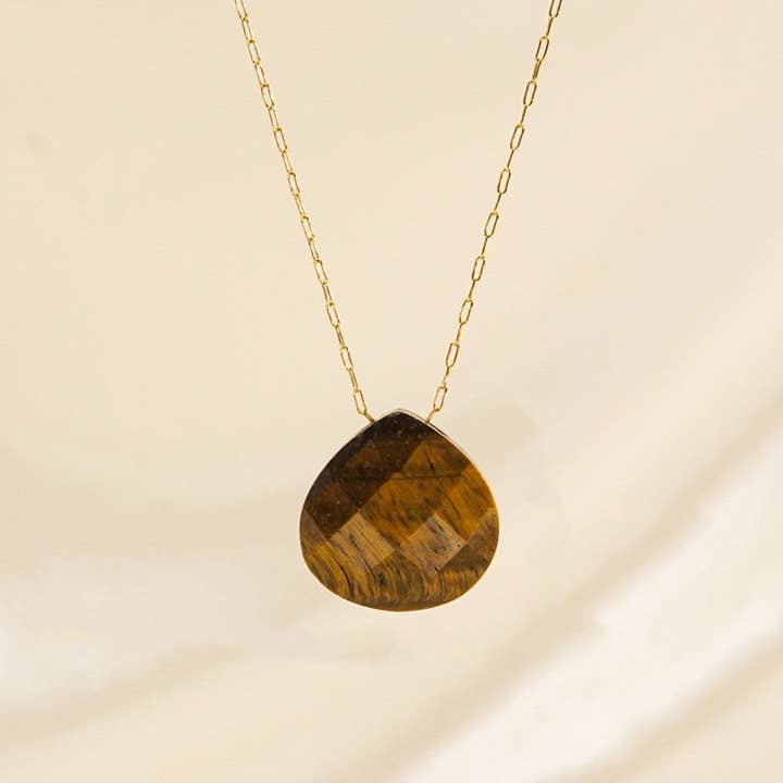Perimade & Co. LLC - Wholesale Pendant/Charm Necklace - Color Crystal Raw Stone Pendant Necklace in Stainless Steel