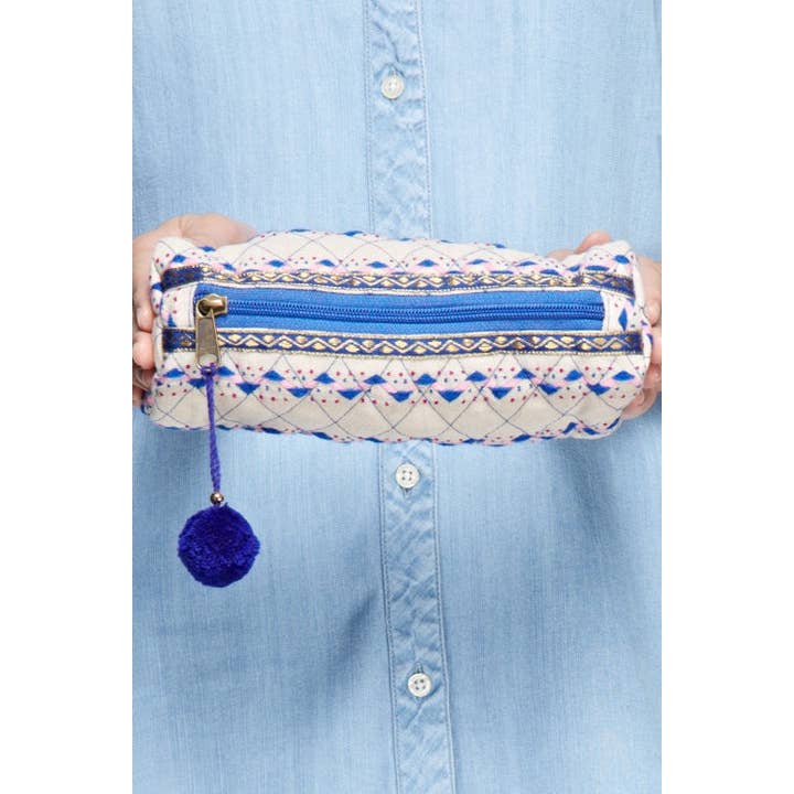 Blue Multi Patterned Cosmetic Pouch for wholesale on Faire
