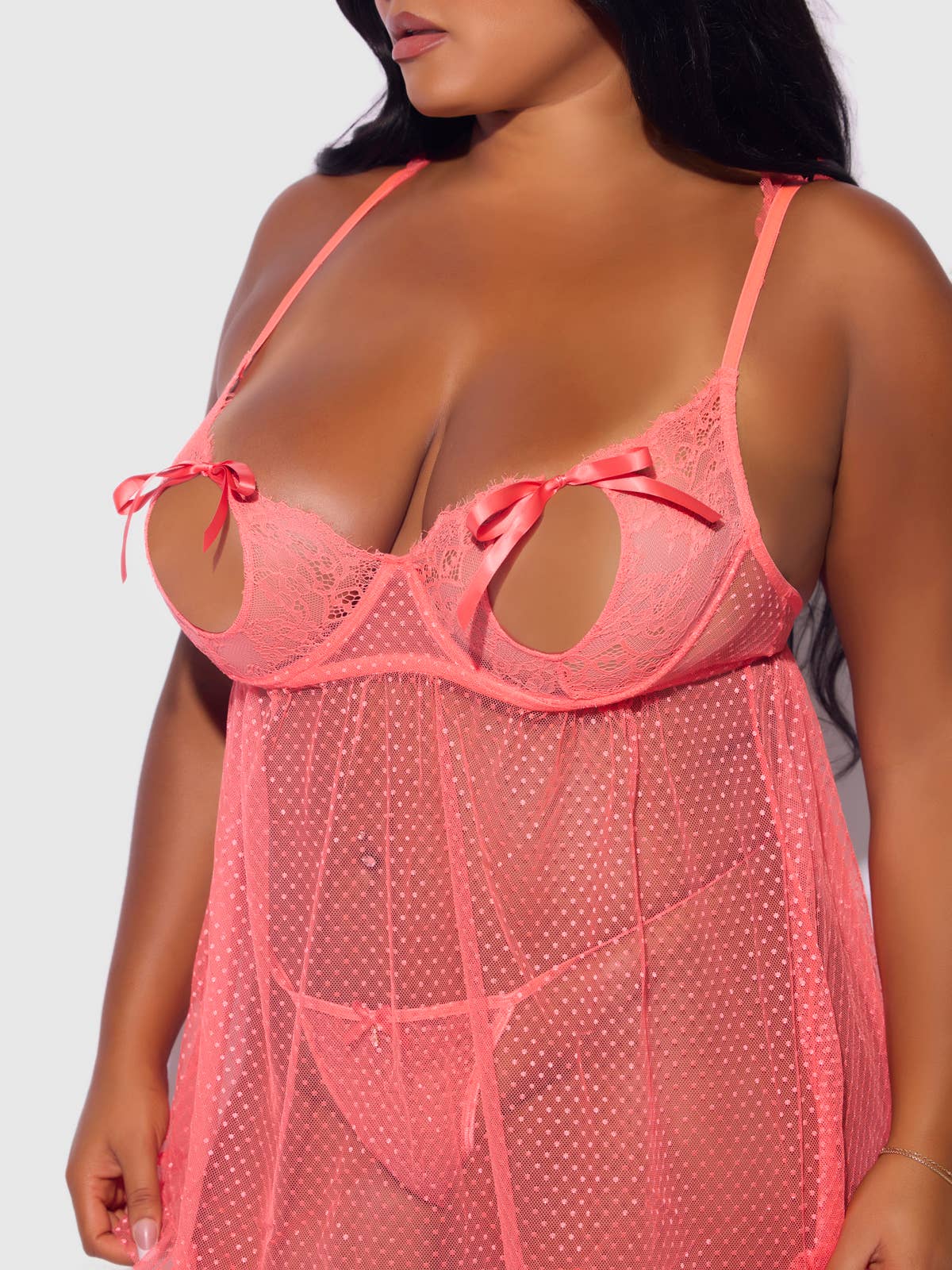 House of Desire - Wholesale Lingerie Set - Women's - PORTIA SWISS DOT BABYDOLL & G-STRING SET5