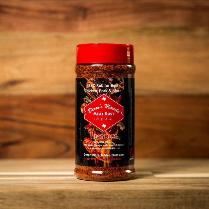 HEAT DUST BBQ Rub and Seasoning: Case of 12 Units for wholesale by Deron's Miracle Meat Dust™