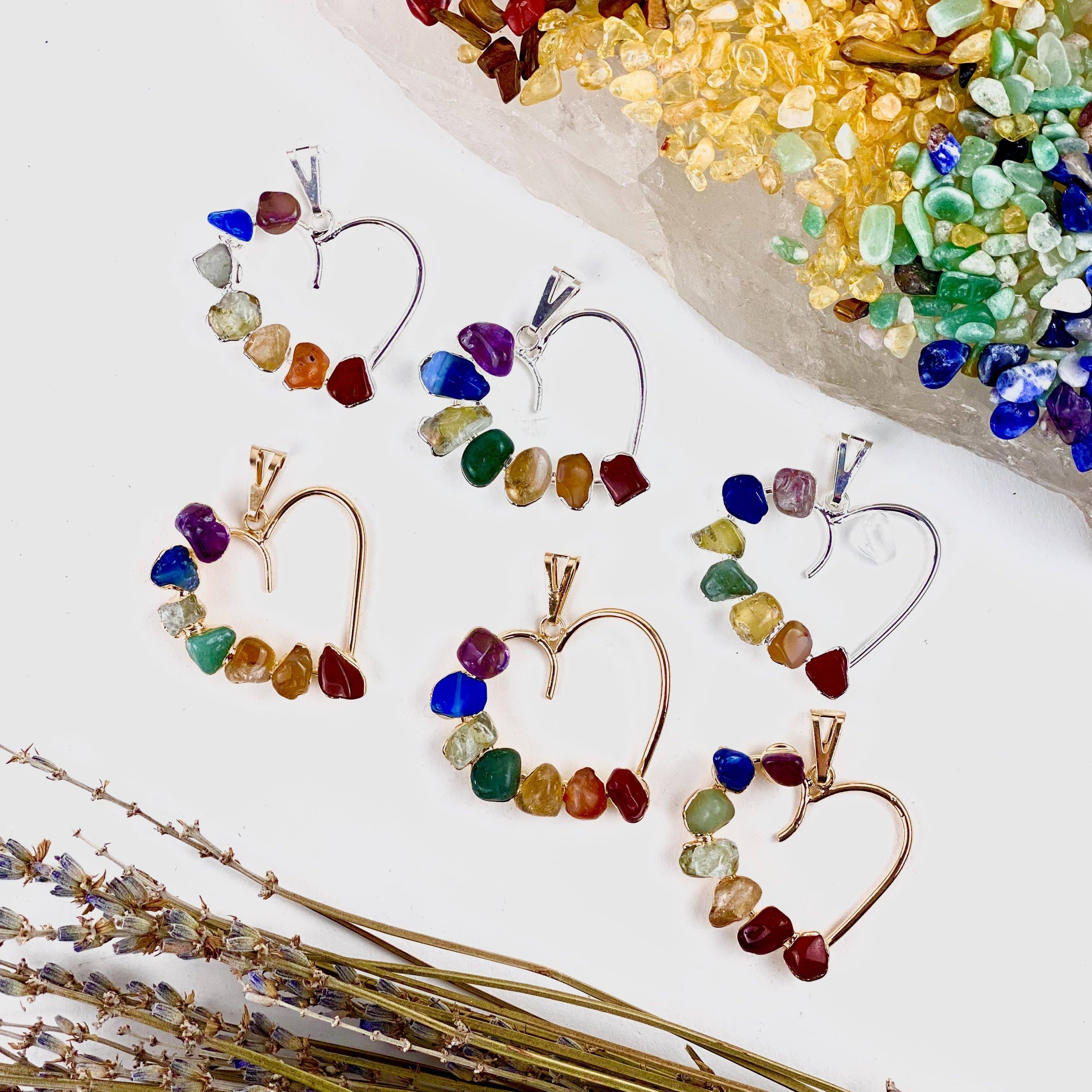 Rock Paradise – Engroshandel Vedhæng/charm – Krystal Chakra Poleret Hjerte Vedhæng/Charm