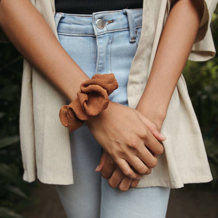 Rust Rayon Scrunchie | Handmade By Survivors for wholesale by Not I But We