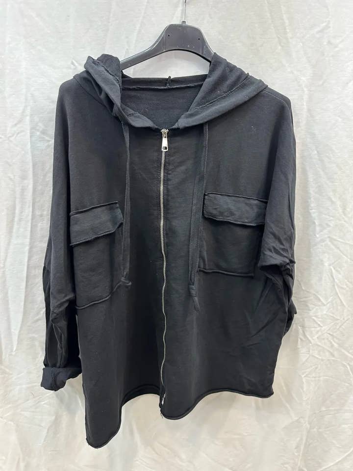 Mimi & Gogo - Wholesale Hoodie - Women's - Hooded jacket with zip and pockets @8633_GZipPoches