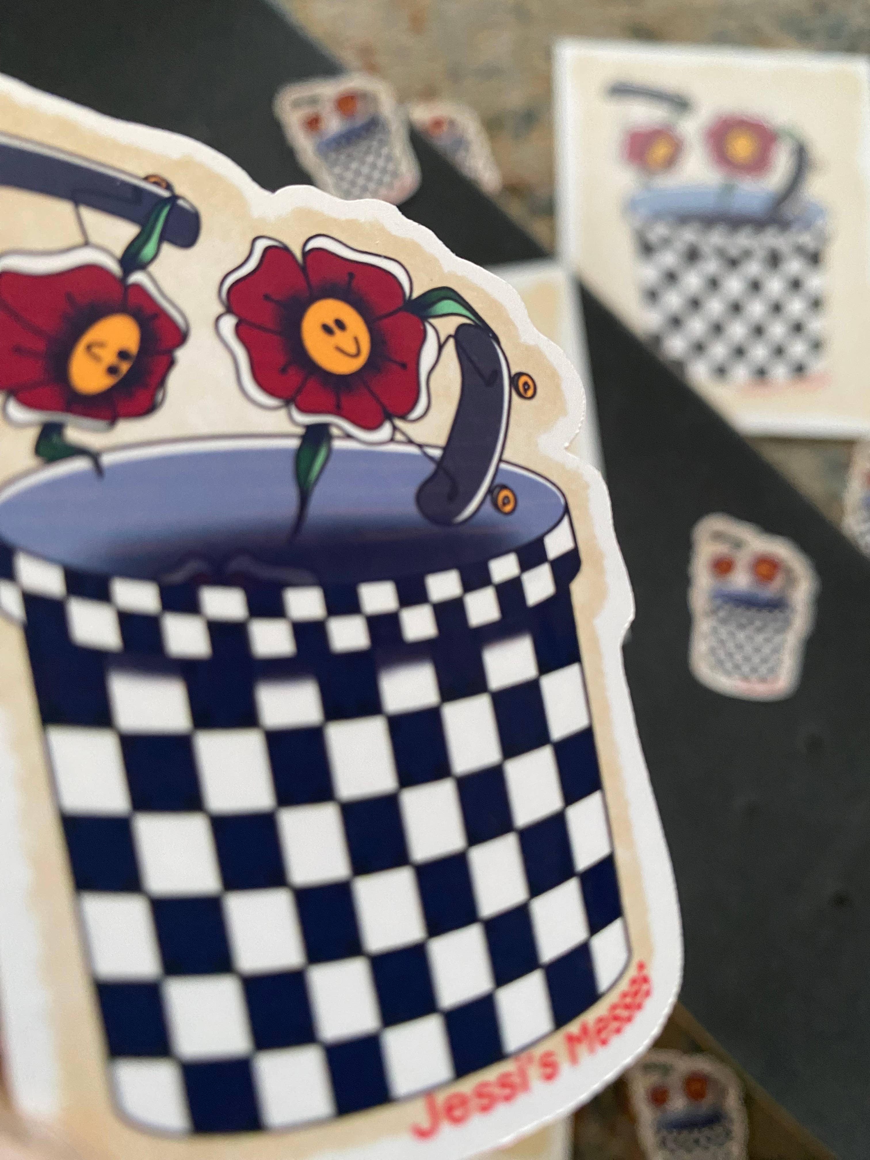 Jessi's Messes - Wholesale Sticker - Skateboarding Flowers Sticker3