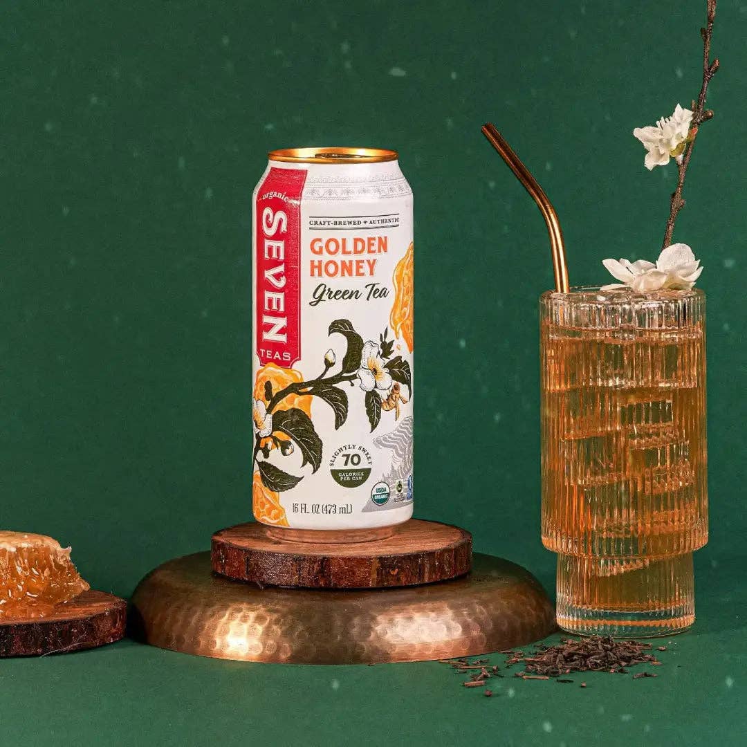 Echo Sales America – wholesale Iced tea – Seven Teas Golden Honey Green Tea + Ginseng 16fl oz, 473ml-Case 12ct7