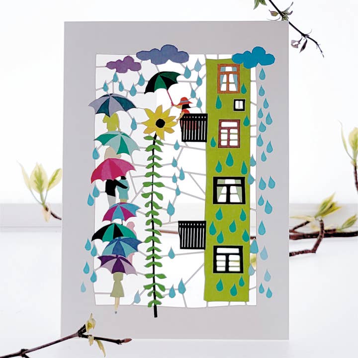 Sunflower and Umbrellas Everyday Greeting Card for wholesale by Forever Cards Ltd