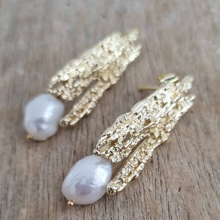 PearlGem Designs - Wholesale Dangle earrings - Lola Rock Slide Freshwater Pearl Earrings3