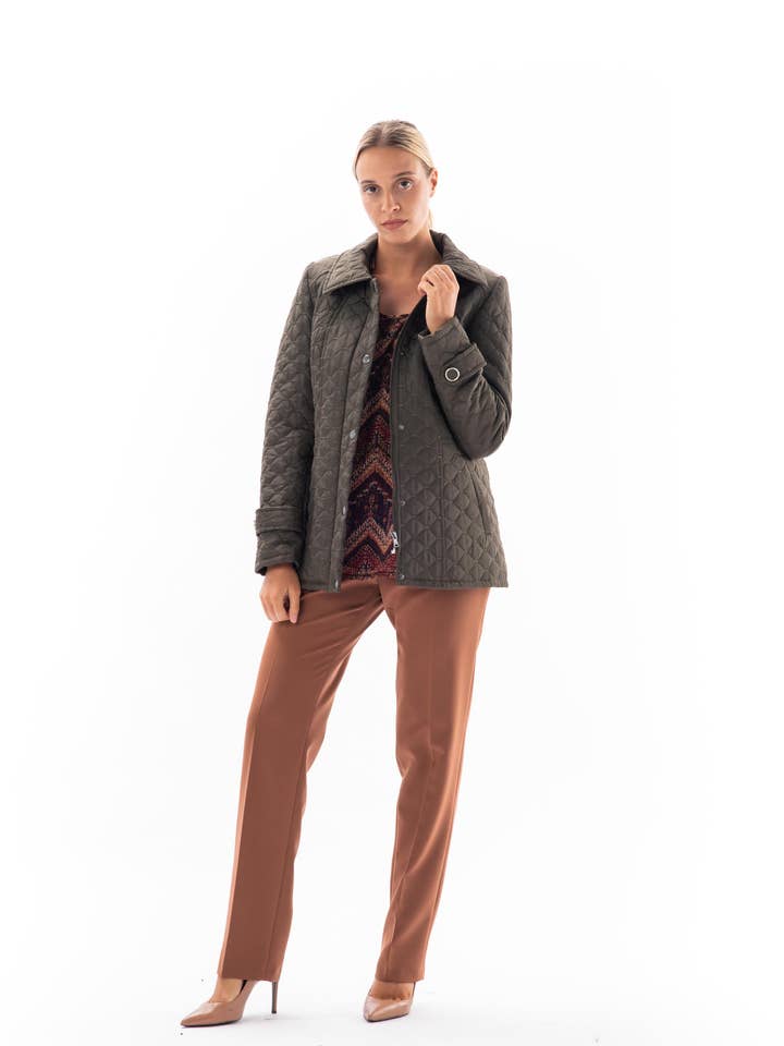 Capitone Quilted Jacket Zipper and Buttons front for wholesale by VIDAL MODES