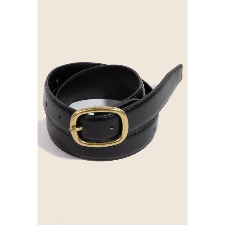 Anarchy Street - Wholesale Belt - Women's - Metallic Oval Buckle Faux Leather Belt