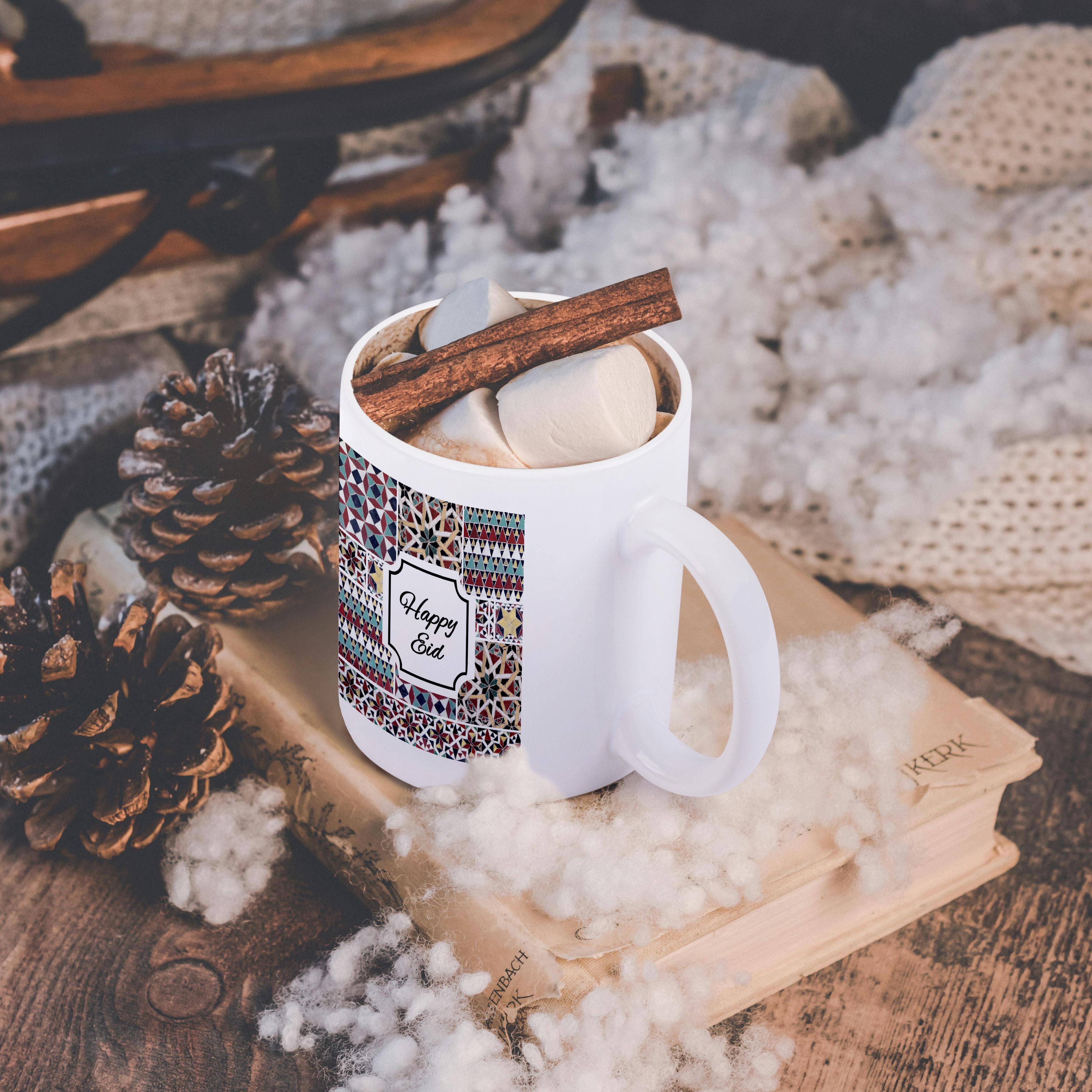 3dRose - Wholesale Coffee Mug - 3dRose, Happy Eid Greeting for Ramadan - Muslim Holiday - Red Turquoise Mosaic, Mug11