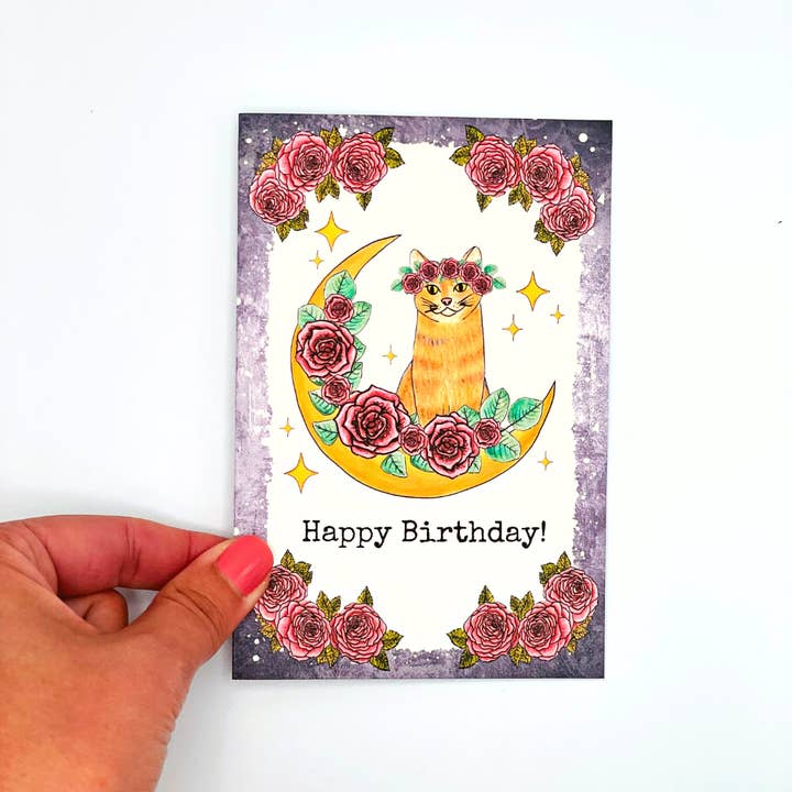 NOMAD Moon Magic - Wholesale Birthday Card - Birthday Card with Cat, Handmade and Hand-Illustrated1