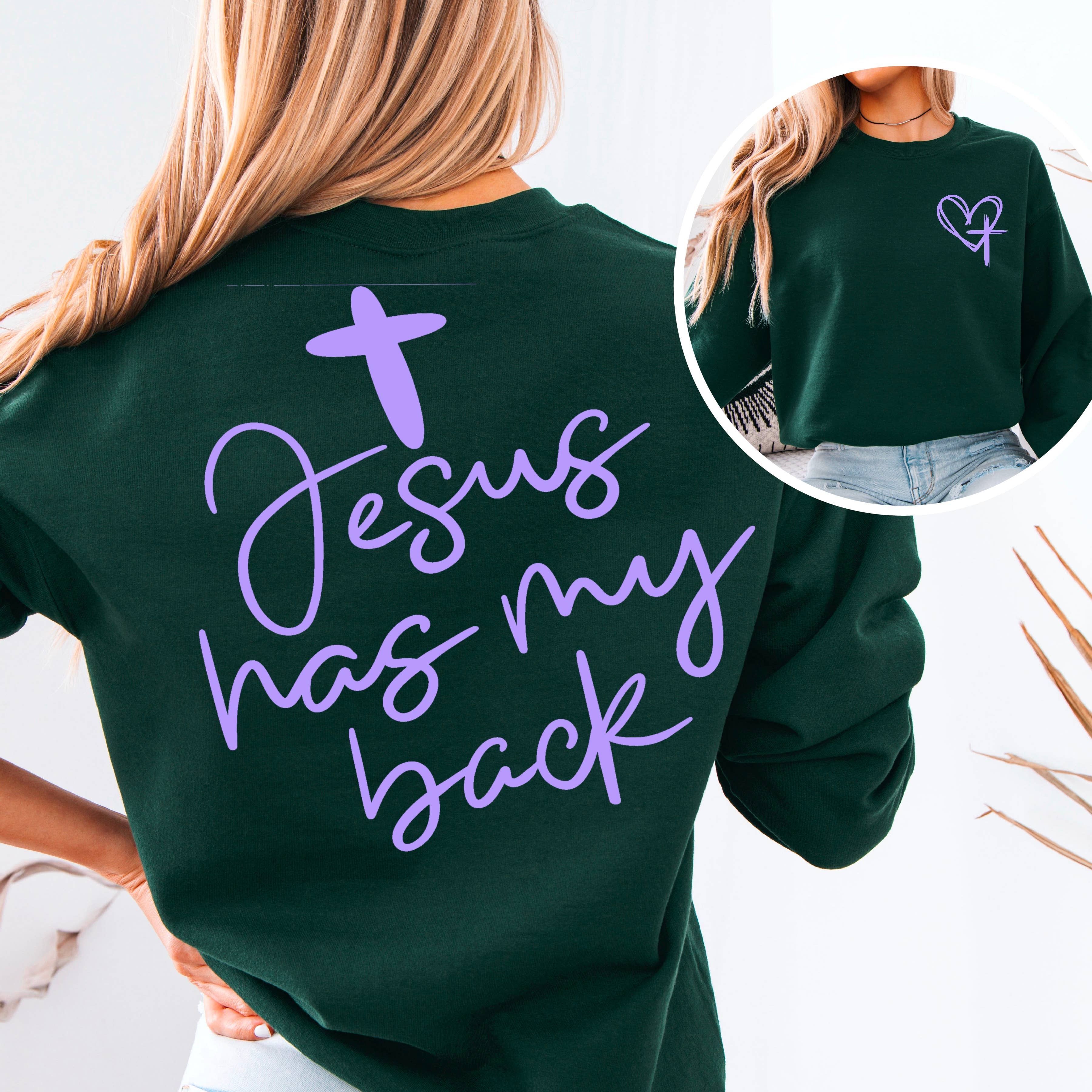 Shoppe SHC - Wholesale Graphic Sweatshirt - Women's - Jesus Has My Back  Screen Print Sweatshirt  10