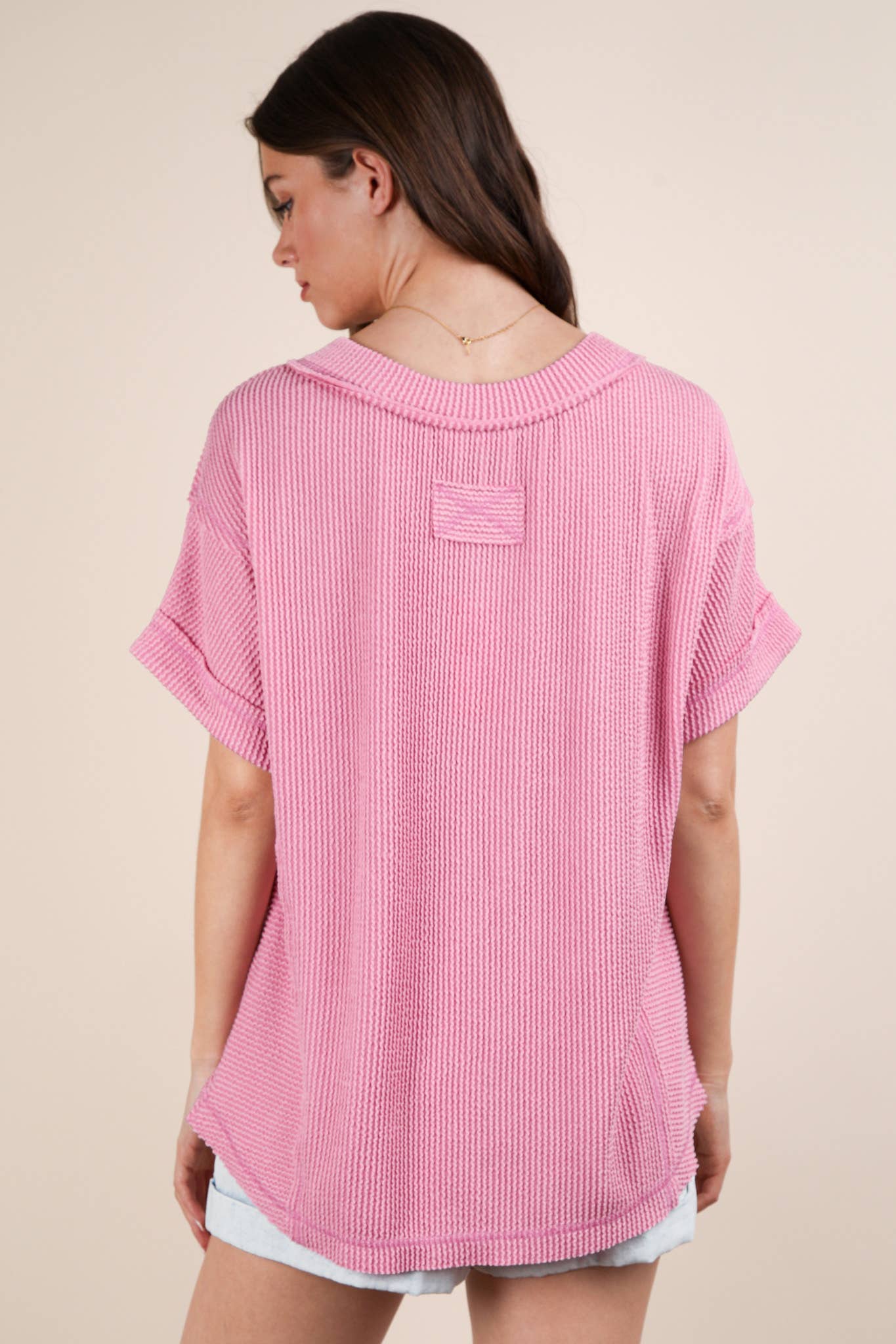 VERY J – wholesale Knit top – Women's – NT12075-Soft Two Tone Casual Comfy Ribbed Knit Top8