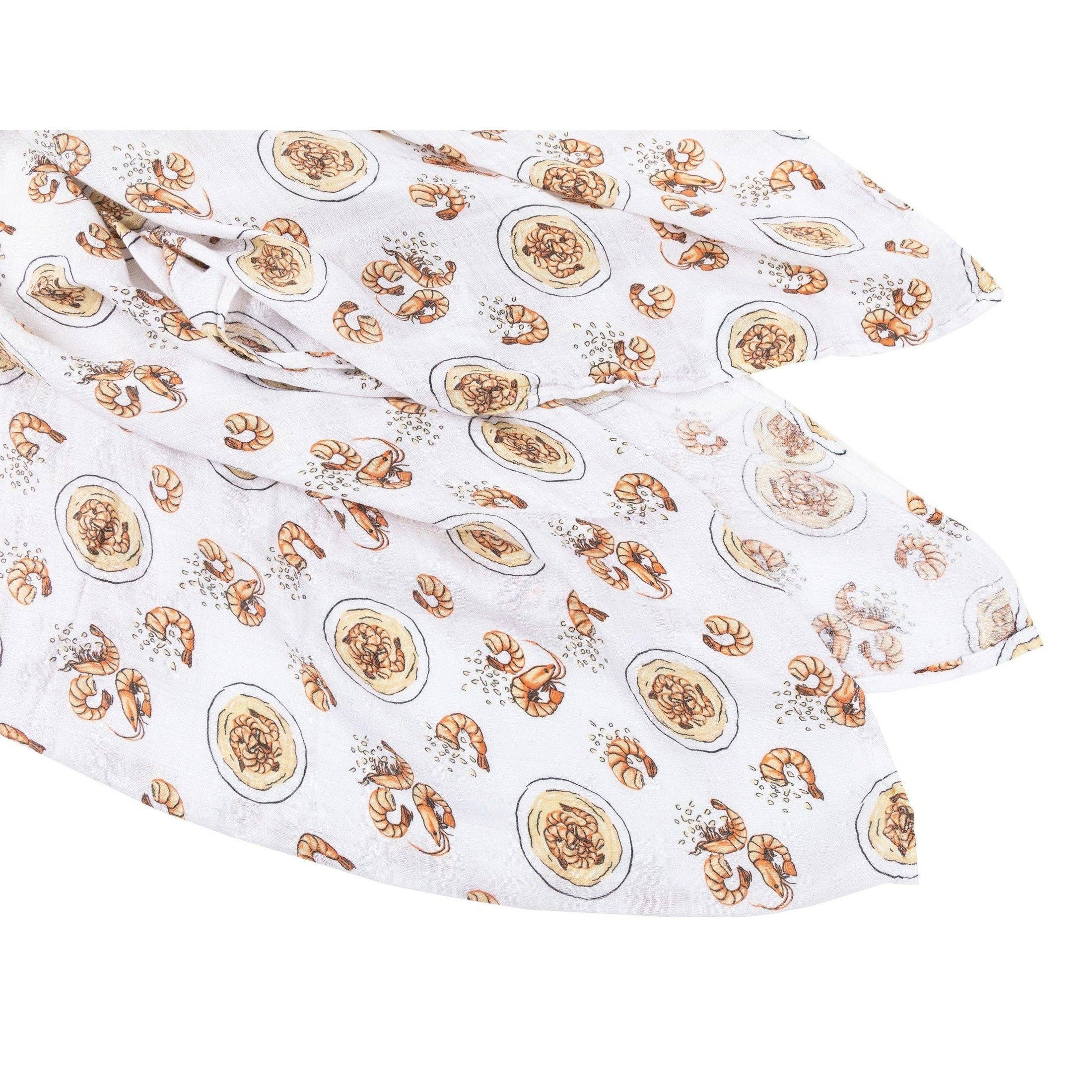 Little Hometown - Wholesale Swaddle - Baby - Shrimp and Grits Baby Muslin Swaddle Receiving Blanket7