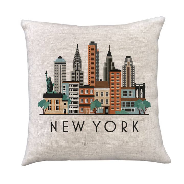 New York City Skyline Graphic Pillow Cover | NYC Throw for wholesale by MooMo Studio