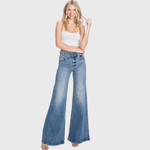 Women's Vintage Flare Jeans Pants Bell Bottom High Waisted Fitted Slight  Destroyed Retro Wide Womens Pants with, Blue, Small : : Clothing,  Shoes & Accessories