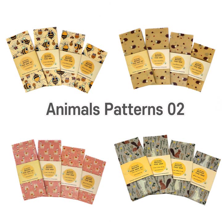 Animals Patterns 02 Reusable Beeswax Food Wraps - Set of 3 for wholesale by MYSGREEN