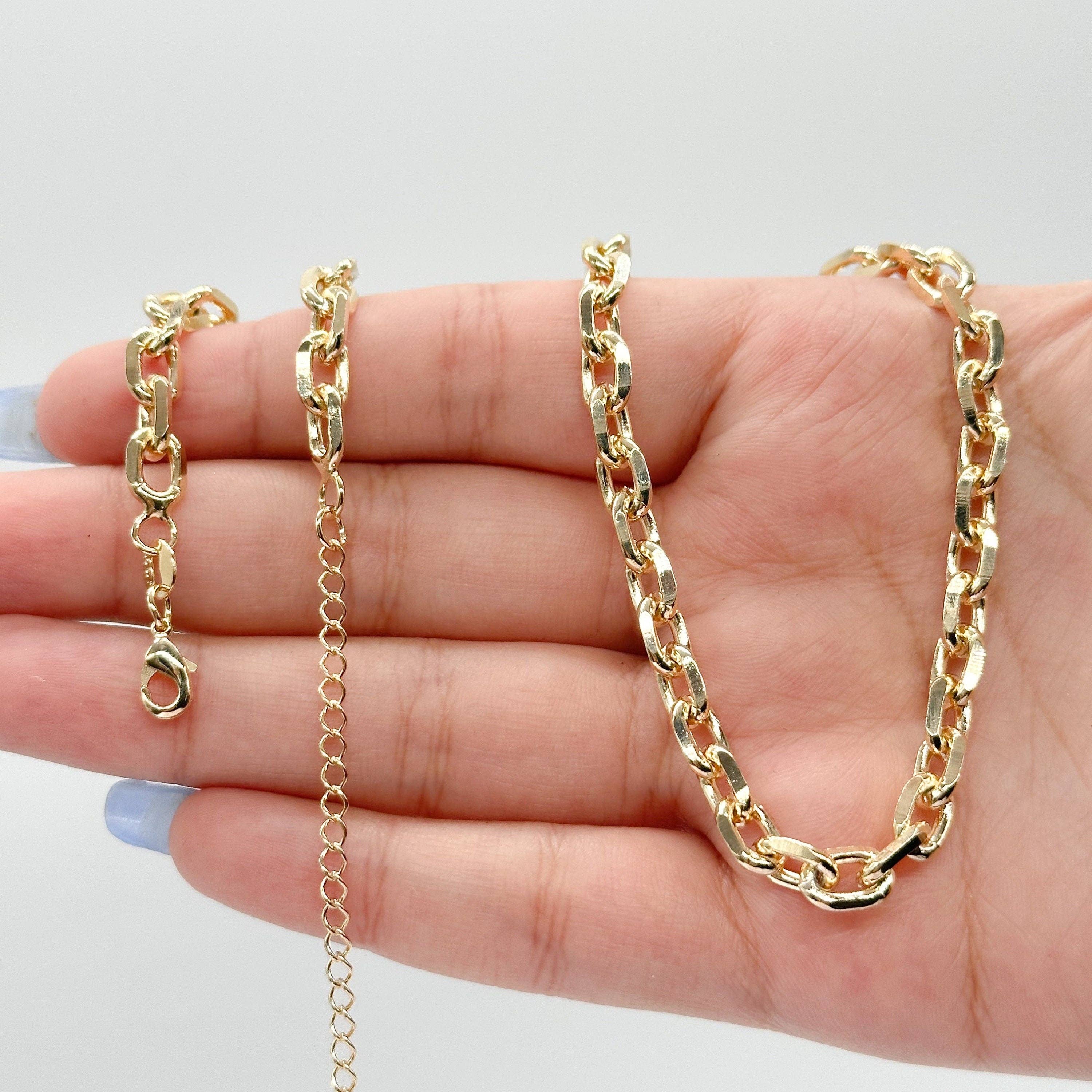 Milie - Wholesale Jewelry Set - 18k GF Chunky 6 mm Cable Link Paper Clip Set7