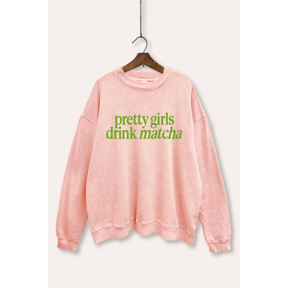 STARCHIS - Wholesale Graphic Sweatshirt - Women's - PRETTY GIRLS DRINK MATCHA MINERAL WASH GRAPHIC SWEATSHIRT5