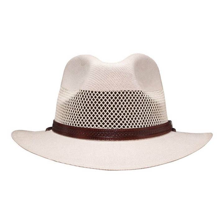 American Hat Makers - Wholesale Straw Hat - Unisex - Safari Vented Straw Fedora Hat - Style Milan