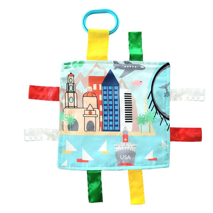 San Diego CA Baby City Learning Crinkle Squares 8"x 8" for wholesale by Baby Jack and Company