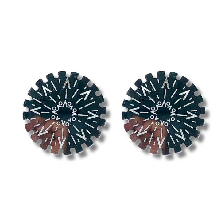 Winter Sun Diosa Silver Acrylic Disk Earrings for wholesale by anamarinastudio