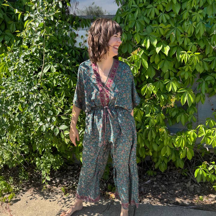 Seeds - Wholesale Jumpsuit - Women's - Silk Jumpsuit | One Size Adjustable Tie | 4 Patterns Pockets