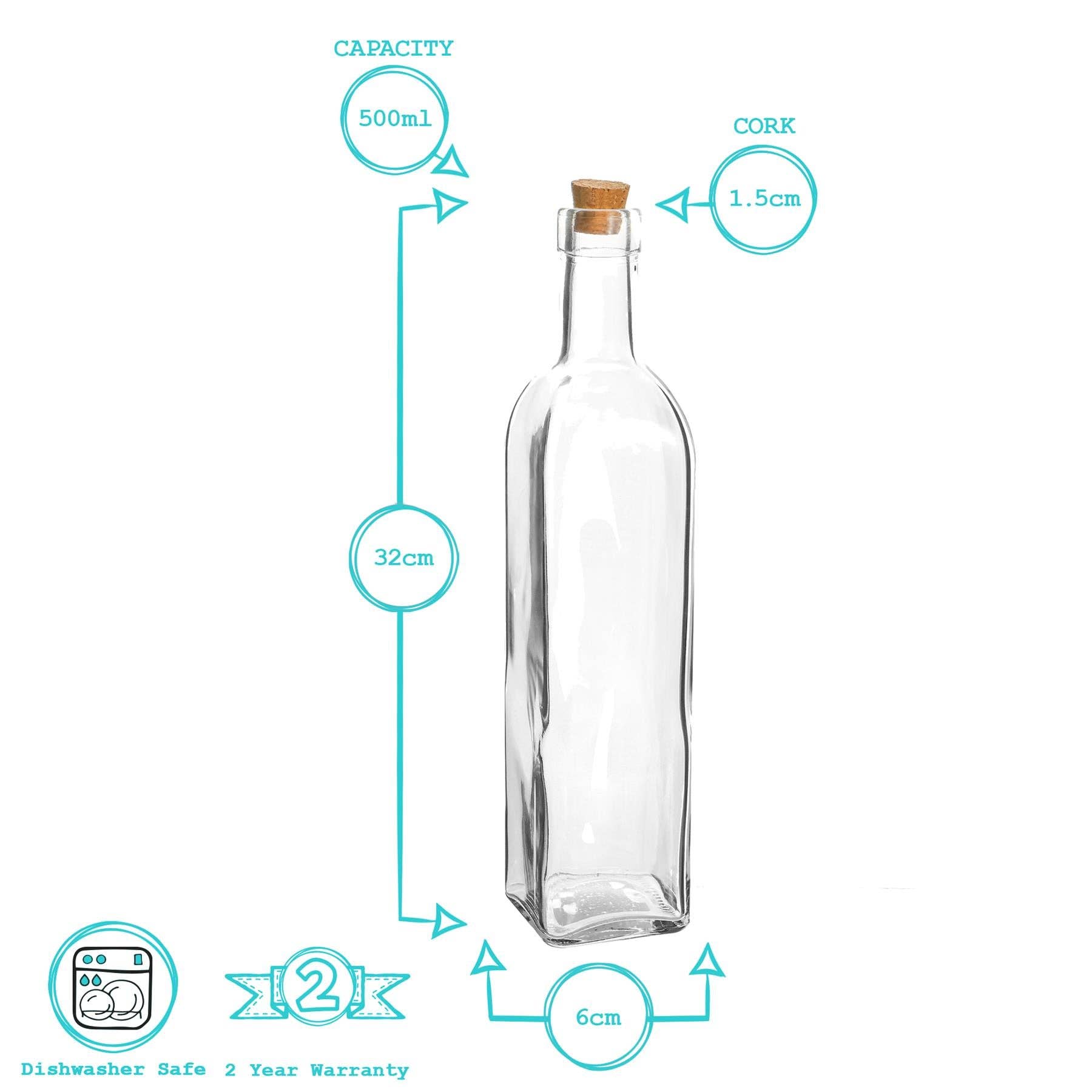 Rinkit Pty Ltd - Wholesale Oil/vinegar dispenser - Olive Oil Pourer Bottle with Cork Lid - 500ml5