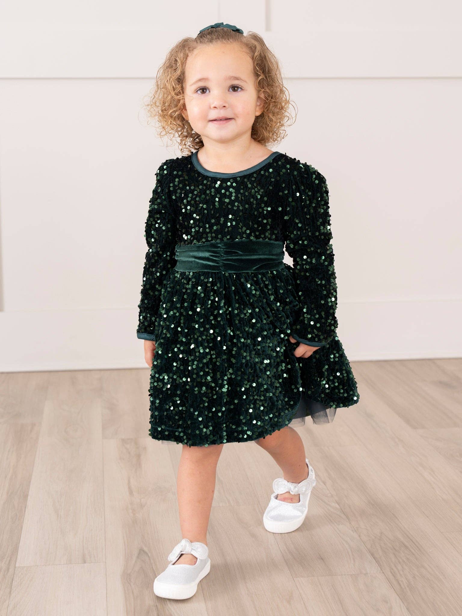 Marie Nicole Clothing - Wholesale Dress - Kids - Emerald Sparkle Sequin Dress5