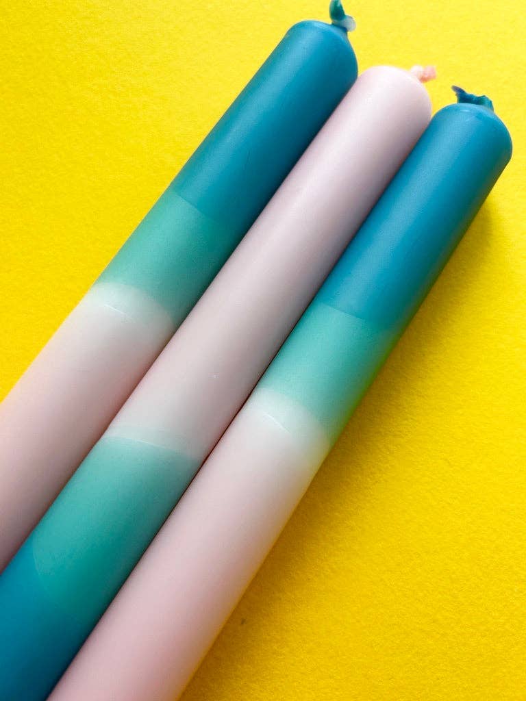 The Colour Emporium - Wholesale Tapered Candle/Candlestick - RAINDROPS & ROSES Dip Dye Dinner Candles Trio1