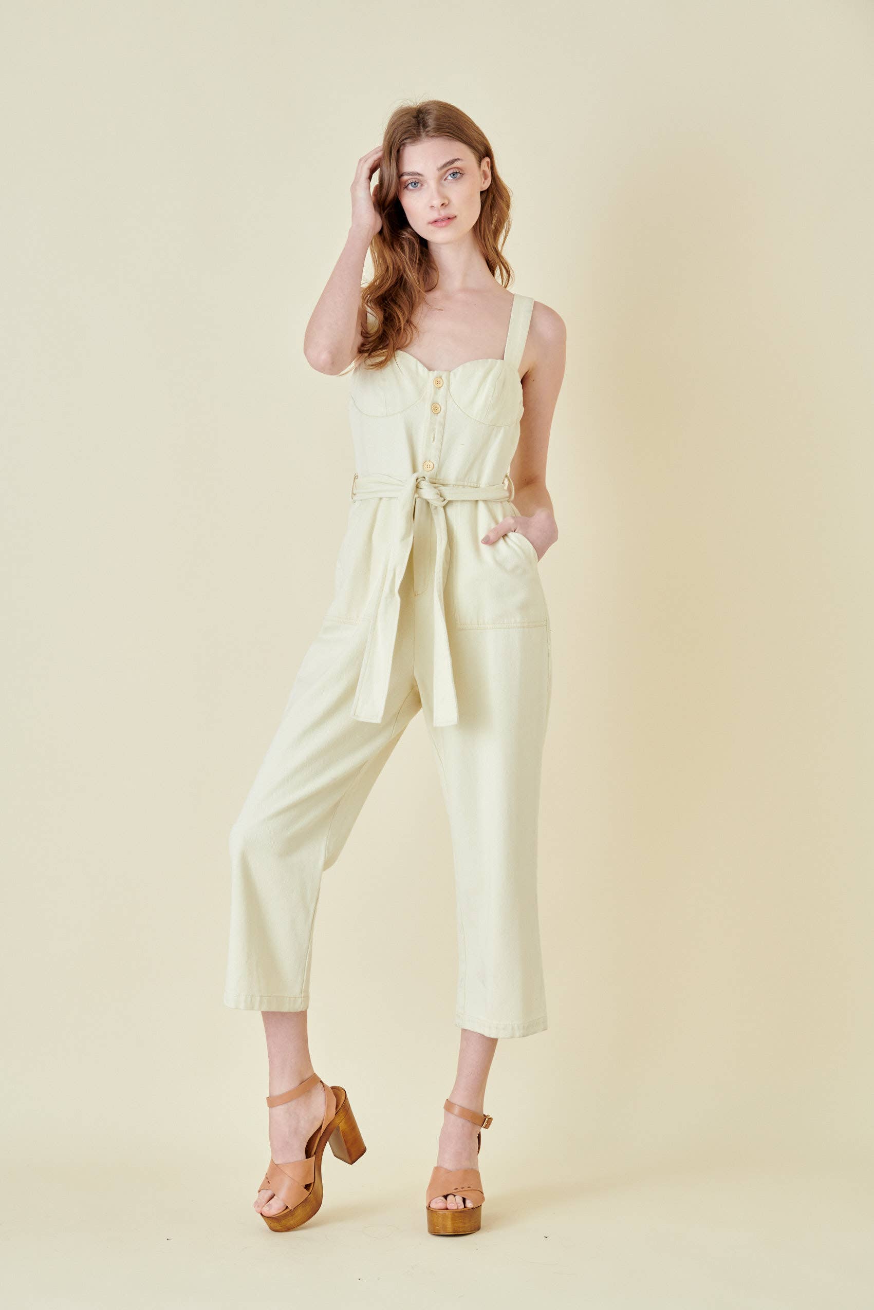 Fore Collection – Engroshandel Jumpsuit - Dame – Bustier Jumpsuit med knapper - PI46931