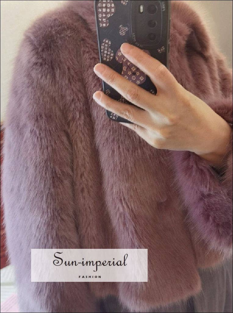 Sun Imperial - Wholesale Fur/Faux Fur Coat - Women's - Purple Shaggy Women Faux Fur Jacket Mini Length Coat1