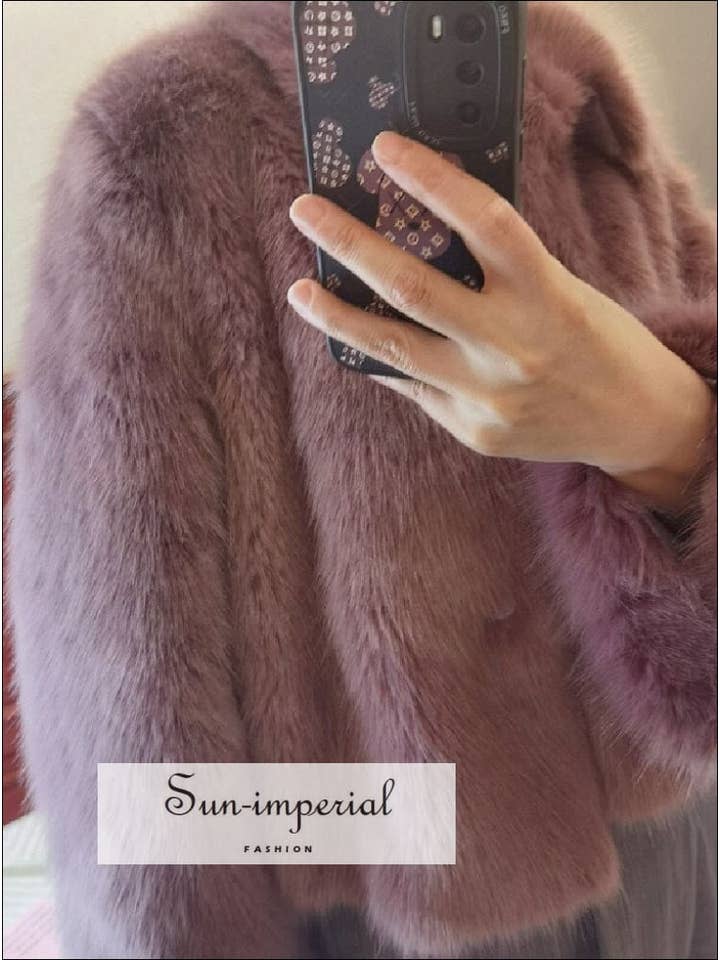 Sun Imperial - Wholesale Fur/faux fur coat – Women's - Purple Shaggy Women Faux Fur Jacket Mini Length Coat1