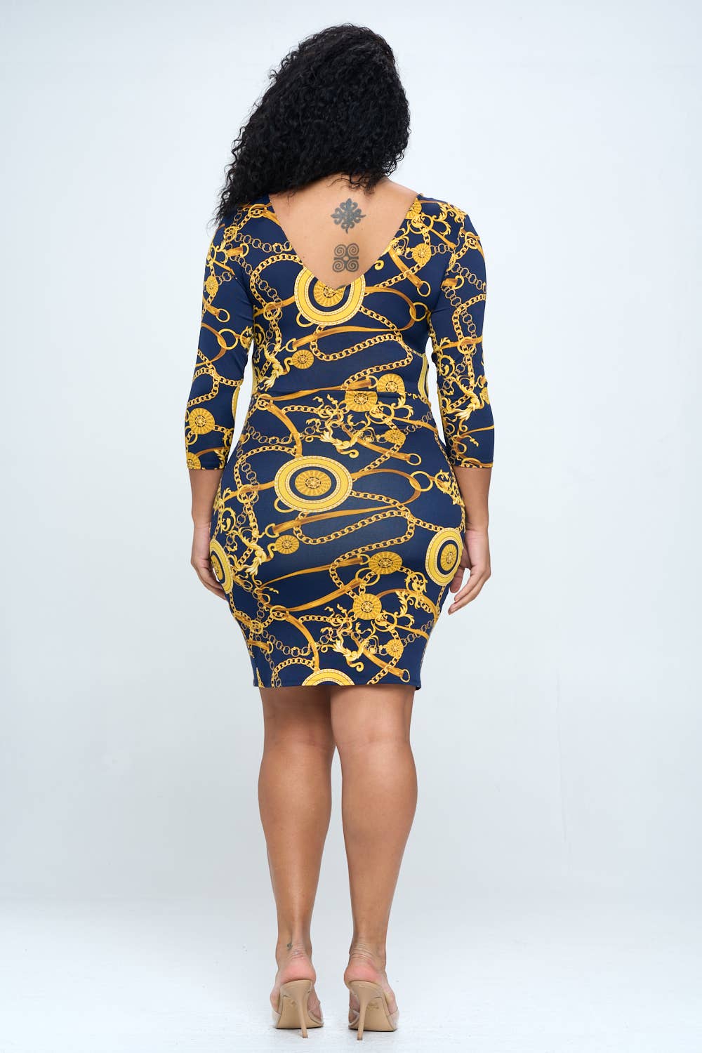 DNA Couture - Wholesale Dress - Women's - Plus size Chain Printed Wrap Dress3