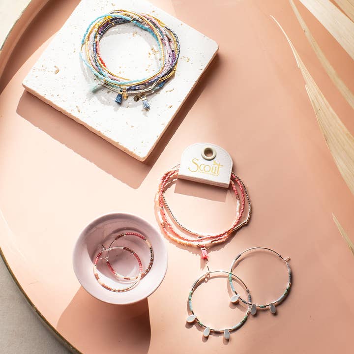 Scout Curated Wears - Wholesale Hoop Earrings - Chromacolor Miyuki Small Hoop - Desert Multi/Gold