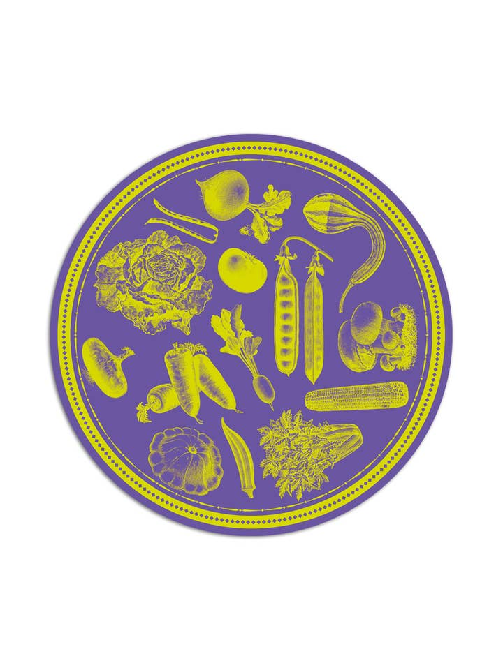 Tovaglietta redonda Veggie Punk - Amarelo Roxo por atacado de Emily Evans