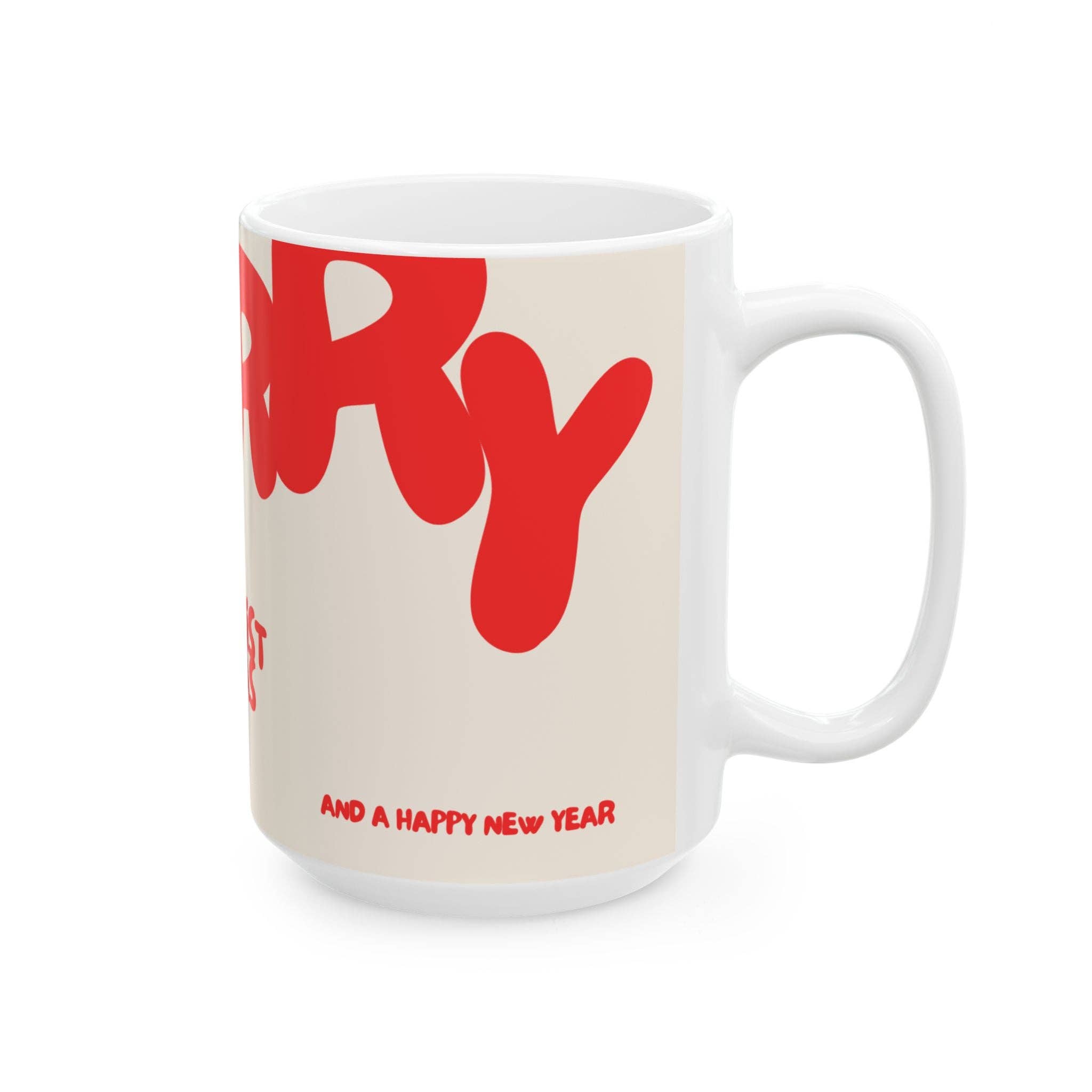 MARA Style - Wholesale Coffee Mug - Modern Merry Christmas Ceramic Mug, Red - White6